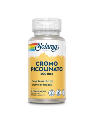 Picolinato de cromo Chromium Picolinate 200mcg 50comp Solaray
